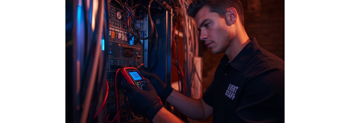 Test di sicurezza elettrica prima di un evento live