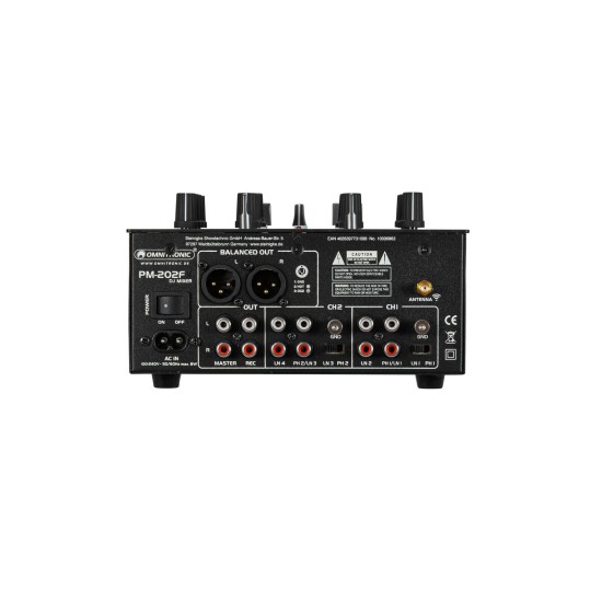 OMNITRONIC PM-202F Mixer DJ 2 Canali con Filtro LPF/HPF e Bluetooth