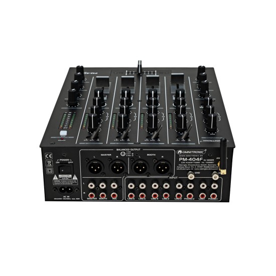 OMNITRONIC PM-404F Mixer DJ 4 Canali con Filtro e Bluetooth, Connessione RCA