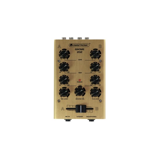 OMNITRONIC GNOME-202 Mini-Mixer DJ a 2 Canali Oro - Compatto e Professionale