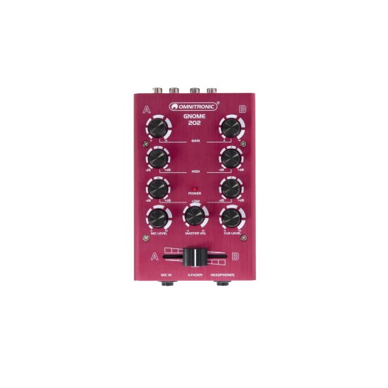 OMNITRONIC GNOME-202 Mini Mixer Rosso - Compatto e Professionale per DJ