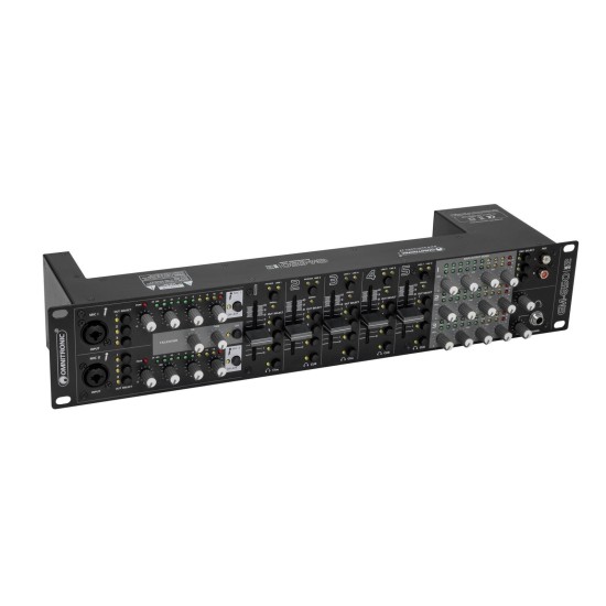 OMNITRONIC EM-650B MK2 Mixer Audio Professionale 5+2 Canali con Controllo a 3 Zone e Montaggio Rack 19