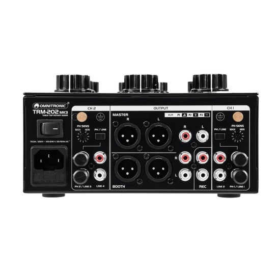 Omnitronic TRM-202MK3 Mixer Rotativo a 2 Canali con Isolatore Frequenze per DJ Professionali