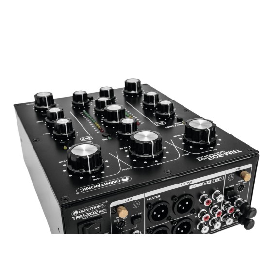 Omnitronic TRM-202MK3 Mixer Rotativo a 2 Canali con Isolatore Frequenze per DJ Professionali