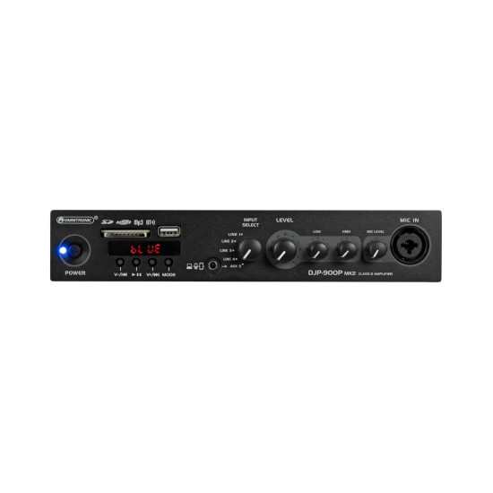 Amplificatore OMNITRONIC DJP-900P MK2 Classe D 2x460W con lettore Bluetooth, USB/SD e mixer integrato