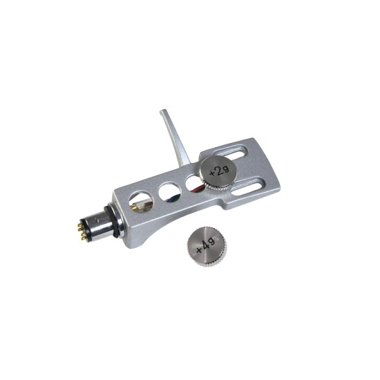 OMNITRONIC Testina Giradischi Headshell con Peso Argento - Supporto di Sistema Stabile per DJ e Audiofili