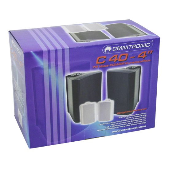 OMNITRONIC C-40,4 Speaker Nero/Set - Sistema PA 2 Vie con Montaggio a Parete/soffitto