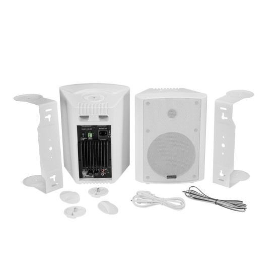 OMNITRONIC ALP-6A Set Altoparlanti Attivi Bianco con Amplificatore Biamp e Woofer 6,5