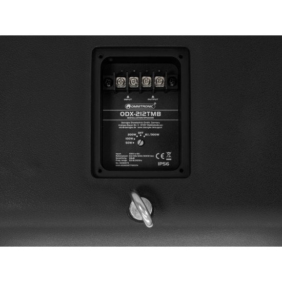 OMNITRONIC ODX-212TMB Altoparlante da Installazione 100V Nero, 300W RMS, IP56