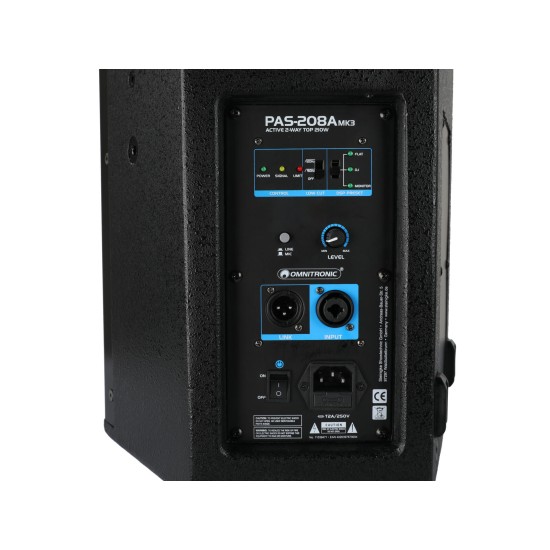 OMNITRONIC PAS-208A MK3: Cassa Attiva Professionale con DSP per Installazioni e Tour