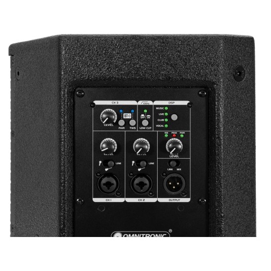 OMNITRONIC PAS-212A MK4: Cassa Attiva Professionale Bluetooth con DSP e Proiettore LED