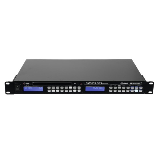 Lettore Multimediale OMNITRONIC DMP-103RDS CD/MP3/USB con Radio RDS, Rack 1U e Telecomando IR