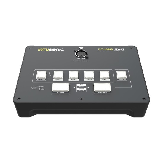 INTUSONIC HPA41 - Stazione di Paging a 4 Zone con Microfono a Collo di Cigno