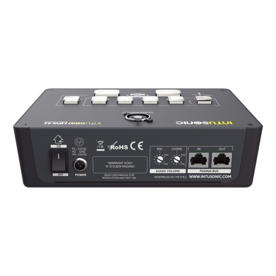 INTUSONIC HPA41 - Stazione di Paging a 4 Zone con Microfono a Collo di Cigno