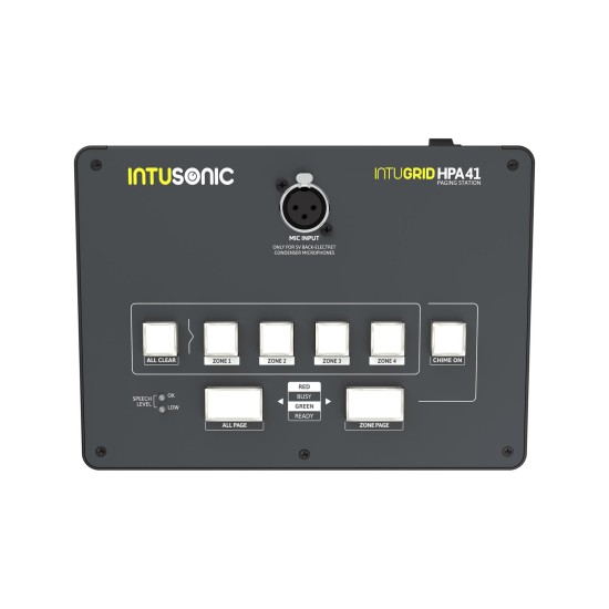 INTUSONIC HPA41 - Stazione di Paging a 4 Zone con Microfono a Collo di Cigno