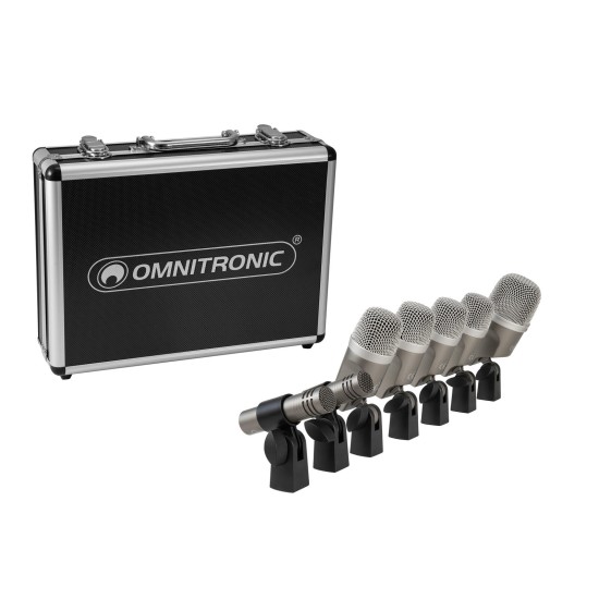 Set Microfoni per Batteria OMNITRONIC MIC 77-7LMH MK2 7 Pezzi con Supporti e Custodia