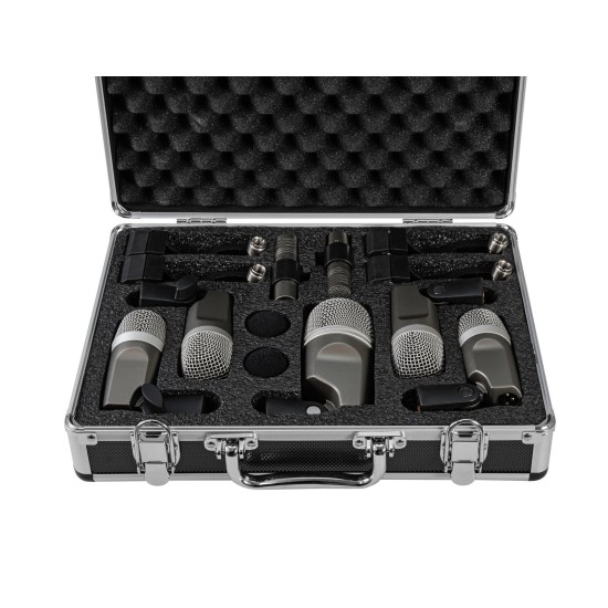 Set Microfoni per Batteria OMNITRONIC MIC 77-7LMH MK2 7 Pezzi con Supporti e Custodia