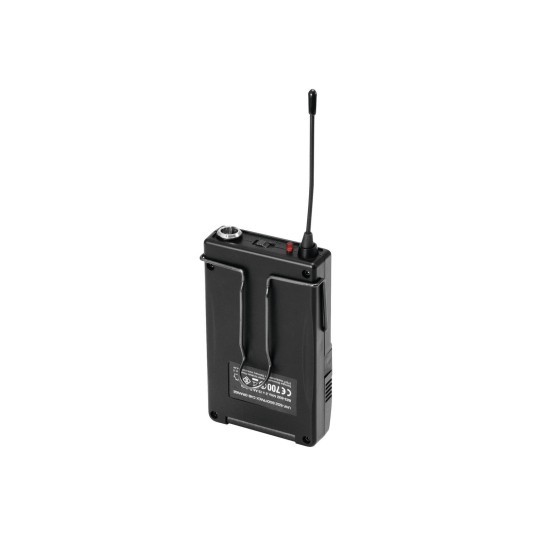 OMNITRONIC UHF-502 Bodypack con Microfono Lavalier 823-832MHz Arancione - Trasmettitore Tascabile Professionale