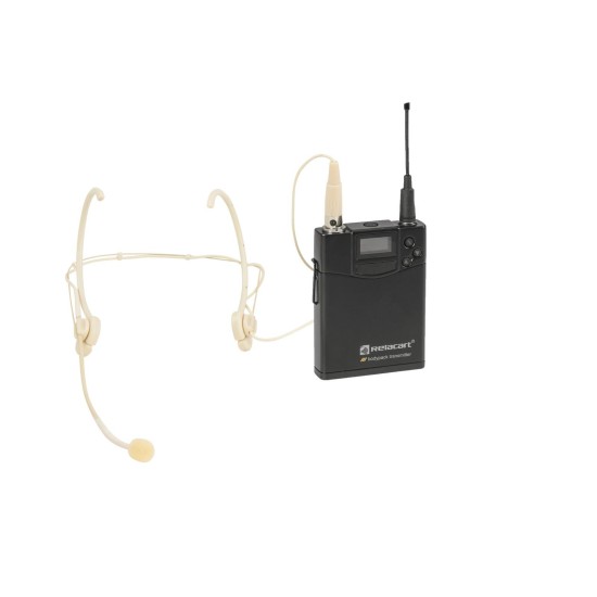 RELACART UT-222 Bodypack UHF 522-554 MHz con Microfono HM-600S e Display OLED