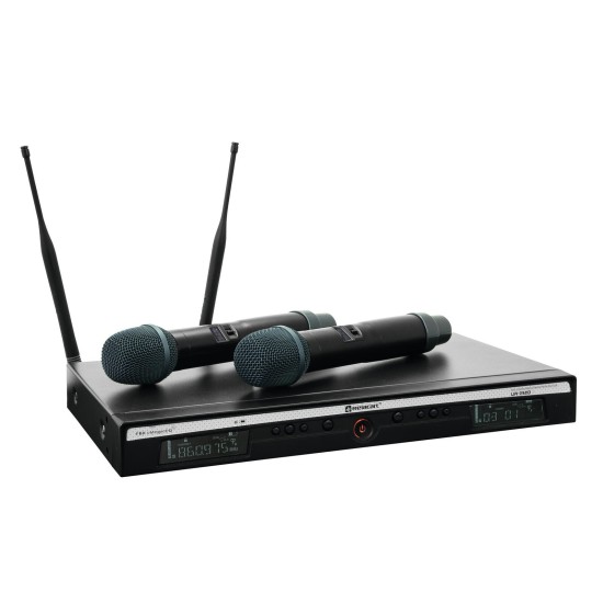 RELACART UR-260D Sistema UHF a 2 Canali con DSP e Microfoni Inclusi - Frequenze 823-832/863-865 MHz
