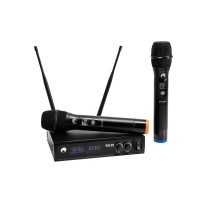 OMNITRONIC E-FLEX 2 Sistema Microfonico Wireless UHF 2 Canali, Frequenze Regolabili e Rack Kit