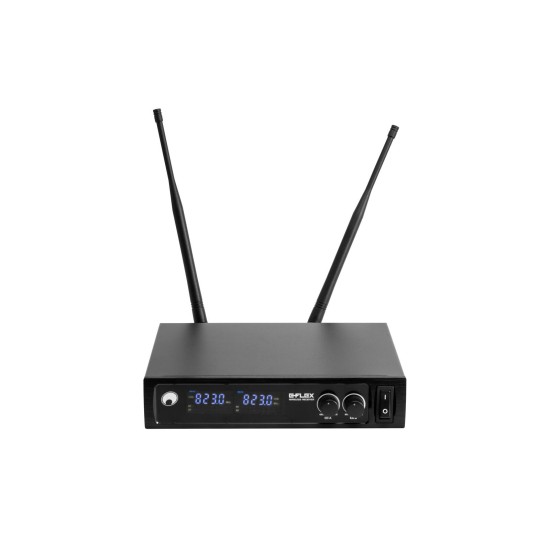 OMNITRONIC E-FLEX 2 Sistema Microfonico Wireless UHF 2 Canali, Frequenze Regolabili e Rack Kit