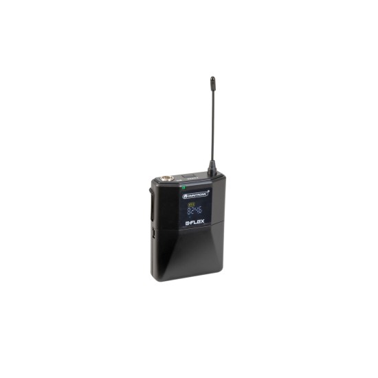 OMNITRONIC UHF E-FLEX Bodypack 823-832/863-865 MHz – Trasmettitore Tascabile Multicanale per Eventi