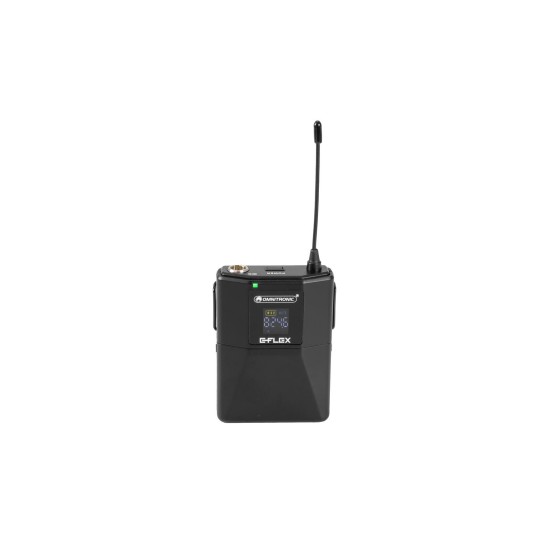 OMNITRONIC UHF E-FLEX Bodypack 823-832/863-865 MHz – Trasmettitore Tascabile Multicanale per Eventi