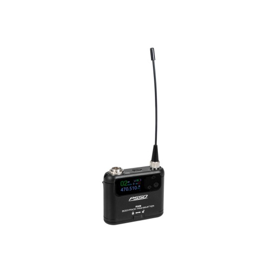 PSSO PXS Mini Bodypack Trasmettitore UHF 470-510 MHz con Display TFT