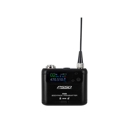 PSSO PXS Mini Bodypack Trasmettitore UHF 470-510 MHz con Display TFT