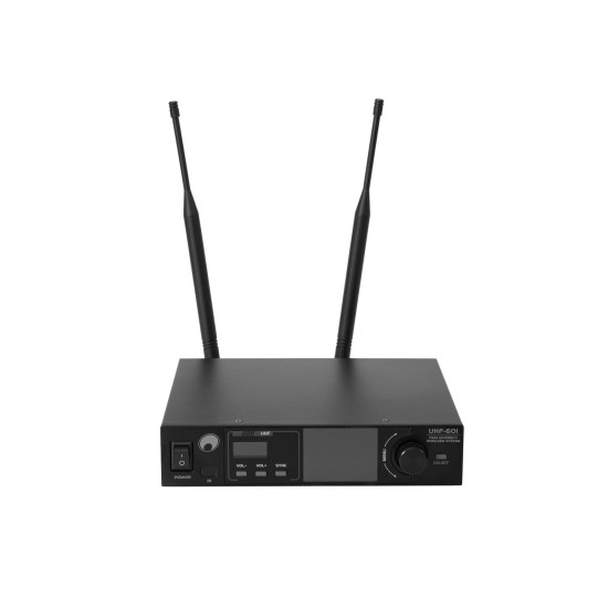 Sistema microfonico wireless professionale OMNITRONIC UHF-601 True Diversity con EQ a 7 bande e display TFT 520-554 MHz