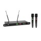 Sistema Microfonico Wireless Professionale OMNITRONIC UHF-602 a 2 Canali con True Diversity, Equalizzatore 7 Bande e Display TFT