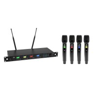 Sistema microfonico wireless OMNITRONIC UHF-604 4 canali True Diversity con display TFT