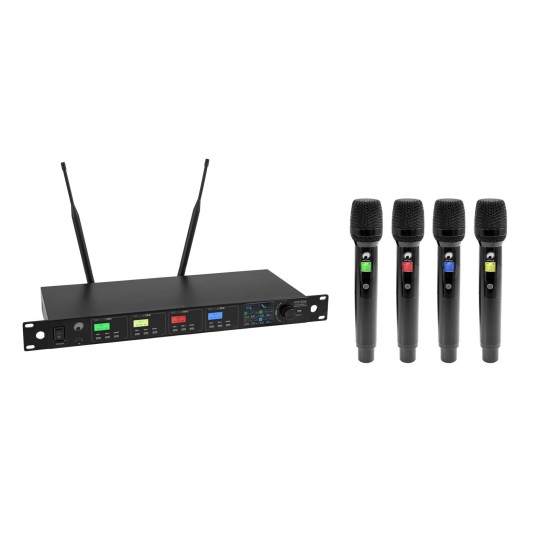 Sistema microfonico wireless OMNITRONIC UHF-604 4 canali True Diversity con display TFT