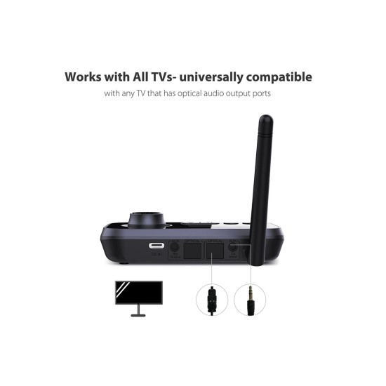 OMNITRONIC BDT-5.2PRO Trasmettitore Ricevitore Bluetooth aptX HD 3in1 con Dual Link, Bypass e Display LCD