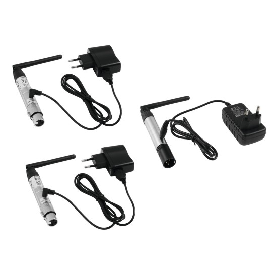 Set Completo EUROLITE QuickDMX: Trasmettitore e 2 Ricevitori Radio DMX 2,4 GHz