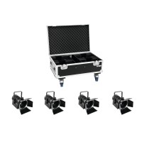 EUROLITE Set 4x LED THA-40PC Nero con Custodia Professionale e Ruote
