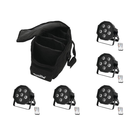Set EUROLITE 5x LED SLS-603 con Soft Bag - Proiettori LED RGB/UV per Illuminazione Scenografica
