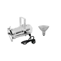 EUROLITE Spot PAR-30 Argento con Lampadina LED E-27 11W 3000K per Illuminazione Scenografica