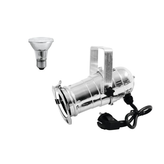 Set EUROLITE Spot PAR-20 Argento e Lampada LED 6W E27 3000K - Illuminazione Professionale