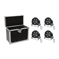 Set 4x Eurolite LED SLS-603 con Custodia EC-SL4M M - Proiettori LED RGB/UV per Eventi