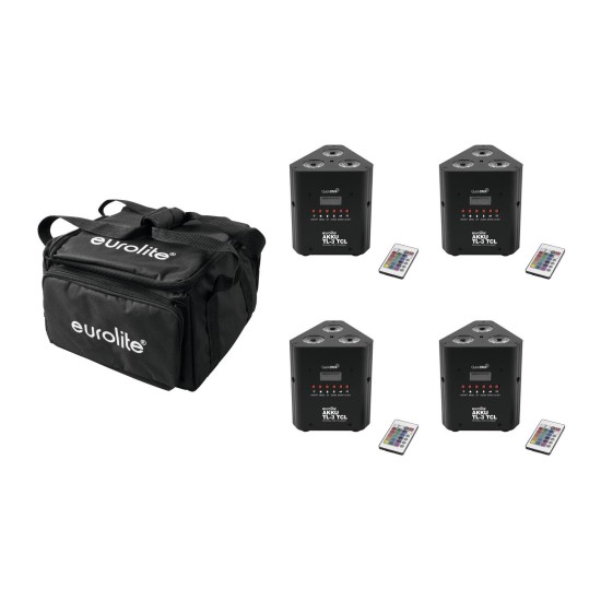 Set EUROLITE 4x AKKU TL-3 QuickDMX con Soft Bag per Illuminazione Truss