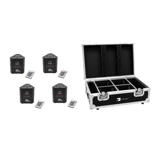 EUROLITE Set 4x AKKU TL-3 TCL QuickDMX con Custodia Ricaricabile per Illuminazione Professionale