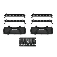 Set EUROLITE 4x LED BAR-6 QCL RGBW con Soft Bag e Controller DMX per Illuminazione Professionale