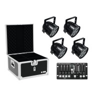EUROLITE Set 4x LED PAR-56 QCL con Flightcase e Controller DMX per Illuminazione Professionale