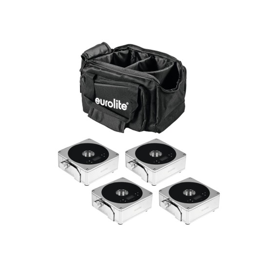 Set EUROLITE 4x AKKU IP Flat Light 1 Cromo con Soft Bag - Proiettori LED Wireless per Eventi