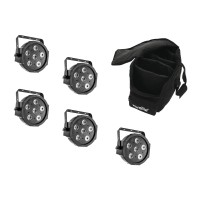 EUROLITE Set 5x LED SLS-6 TCL Spot con Soft Bag - Proiettori LED RGB per Illuminazione Scenografica