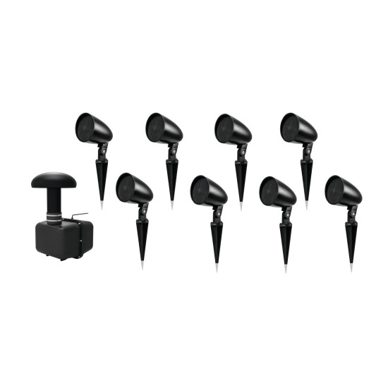 OMNITRONIC Set Subwoofer da Incasso GSUB-8 e 8 Altoparlanti PS-2.5GS per Esterni, Nero