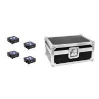 Set EUROLITE 4x AKKU Flat Light 3 Nero con Custodia PRO per Effetti di Illuminazione Scenografici