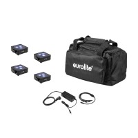 Set EUROLITE 4x AKKU Flat Light 3 LED RGBW 8W con QuickDMX e Soft Bag Nera
